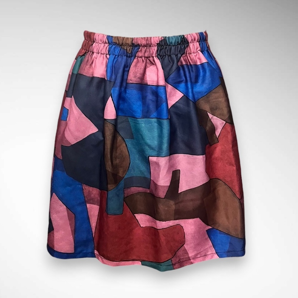 LILI SIDONIO BY MOLLY BRACKEN Coloful Elastic Waist Geometric Print Lined Skirt